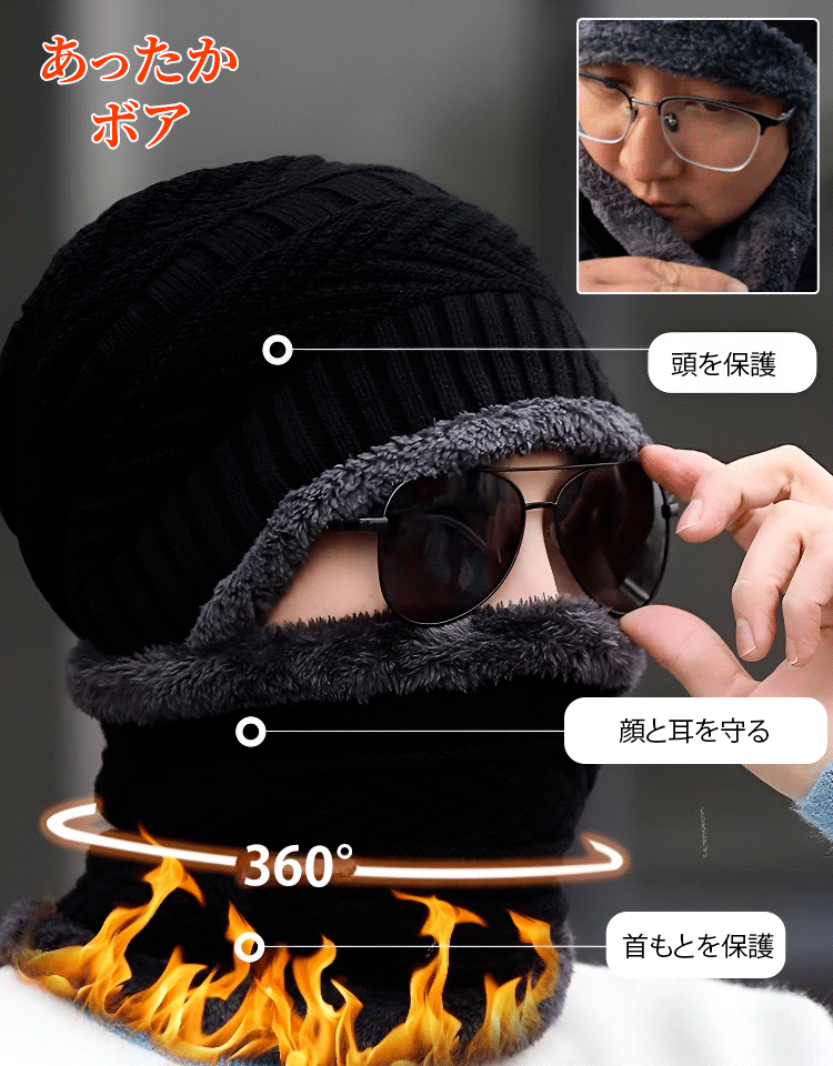 ニット帽・ネックウォーマー・手袋3点セット