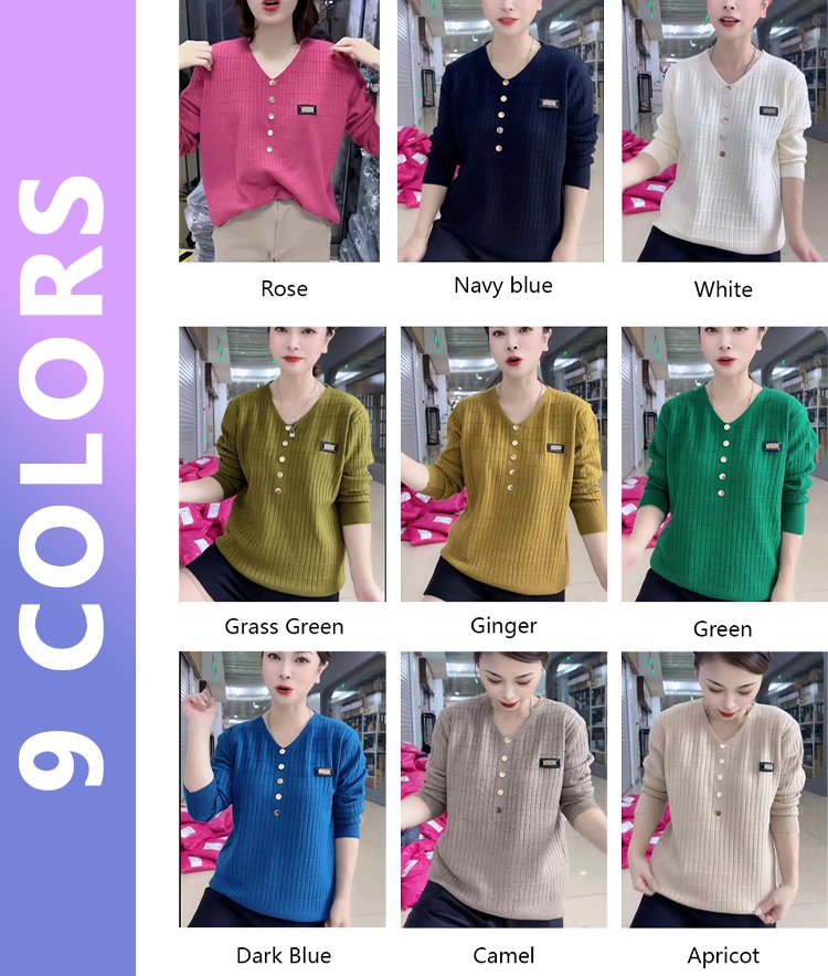 V-neck pullover knitted bottoming shirt