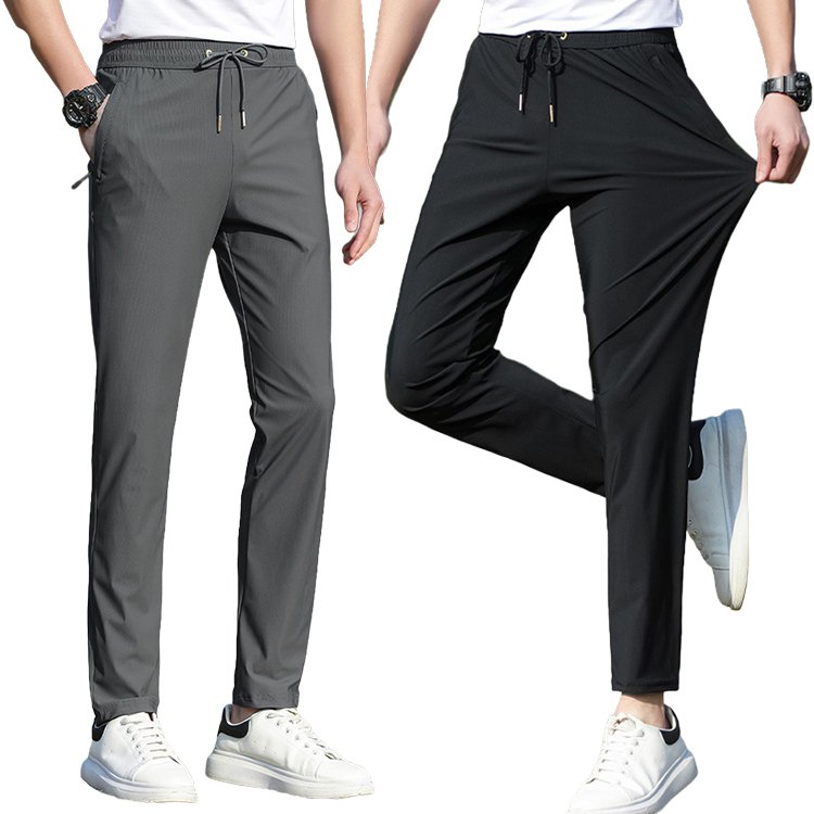 アウトドアスポーツメンズ速乾パンツ アイスシルク薄手素材 ストレッチ性＆通気性ロングパンツ  