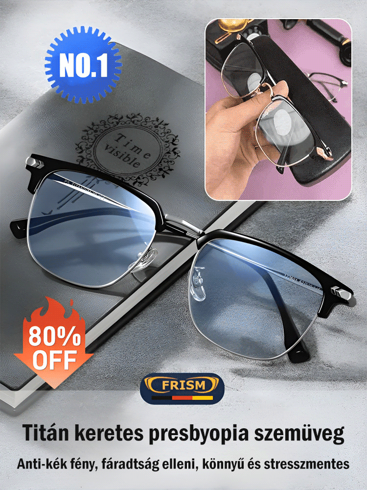 Titán keretes presbyopia szemüveg
