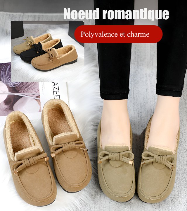 Chaussures décontractées à doublure en peluche à enfiler