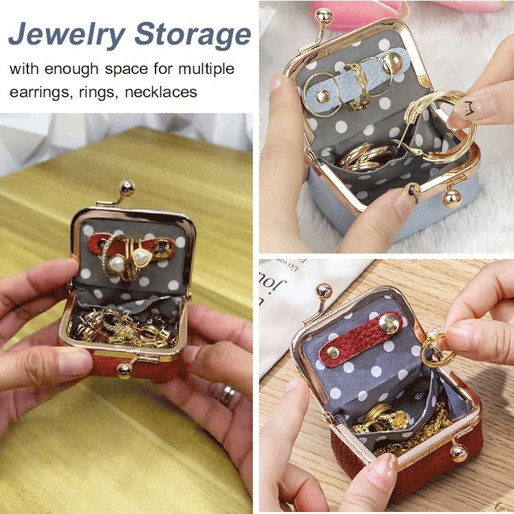 Genuine Leather Small Diamond Ring Jewelry Coin Purse