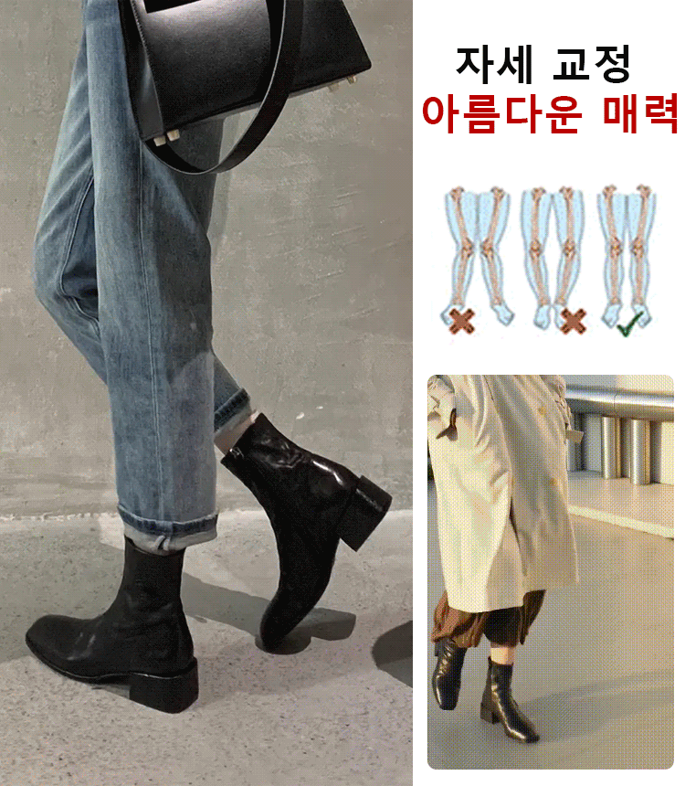 워싱 수제 가죽 청키힐 부츠