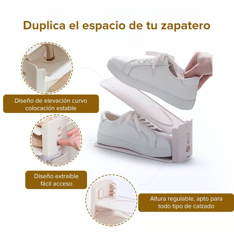 Estante para almacenamiento de zapatos ajustable de doble capa