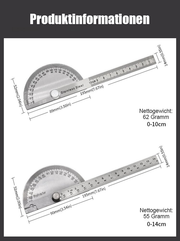 【Tragbar und präzise】Edelstahl-Einarmwinkelmesser