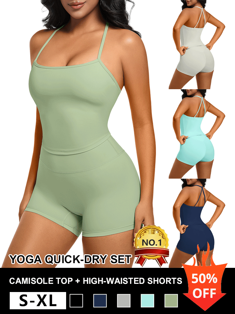 Suspender top high waist yoga shorts quick dry suit