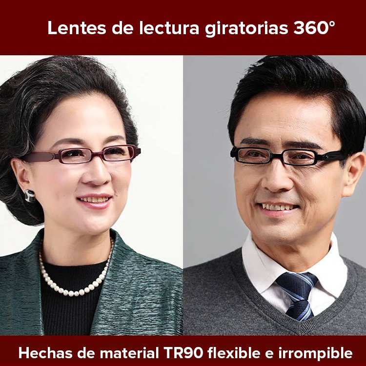 360 grados de gafas de lectura plegables portátiles con rotación