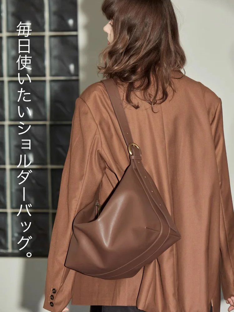 【百年手作り】ソフトレザーショルダーバッグ