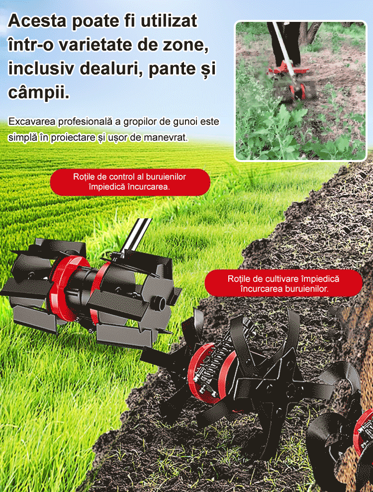 Roată multifuncțională pentru afânarea și erbicidarea solului
