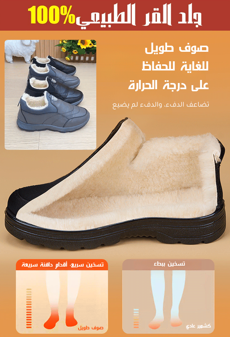 [علامة تجارية أسترالية] حذاء رجالي من الكشمير سهل الارتداء والخلع  بجزء علوي من الجلد للرجال