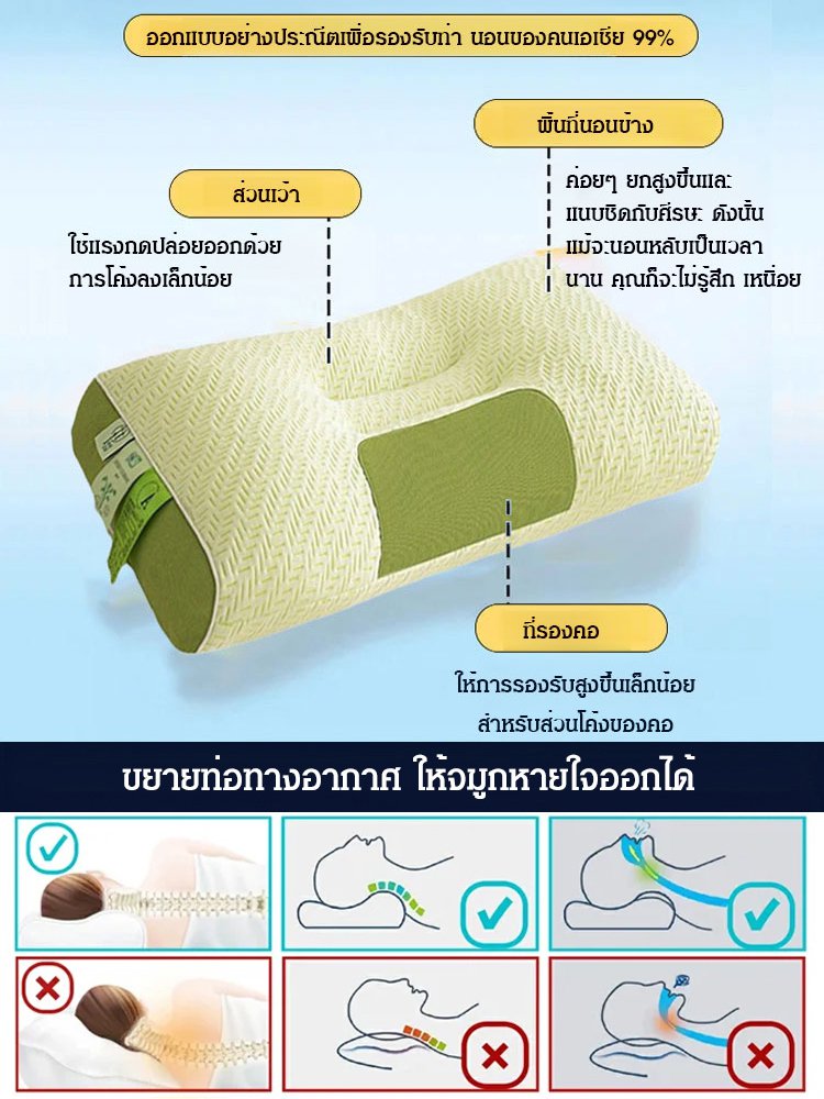 หมอนรองคอนวดถ่านไม้ไผ่ต้านเชื้อแบคทีเรีย