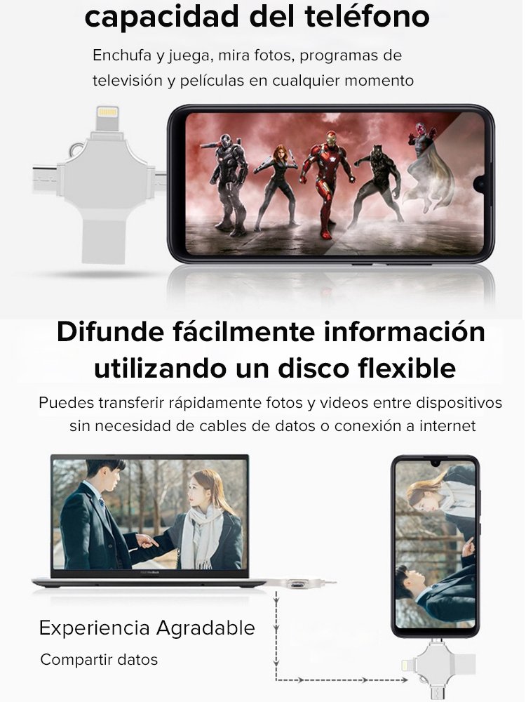 Cuatro en uno USB para móvil-1TB