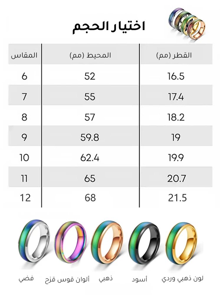خاتم ثيرموكروميك لتخفيف الضغط وفقدان الوزن&nbsp;