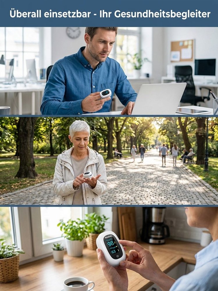 3-in-1-Blutzucker-, Herzfrequenz- und Pulsoximeter