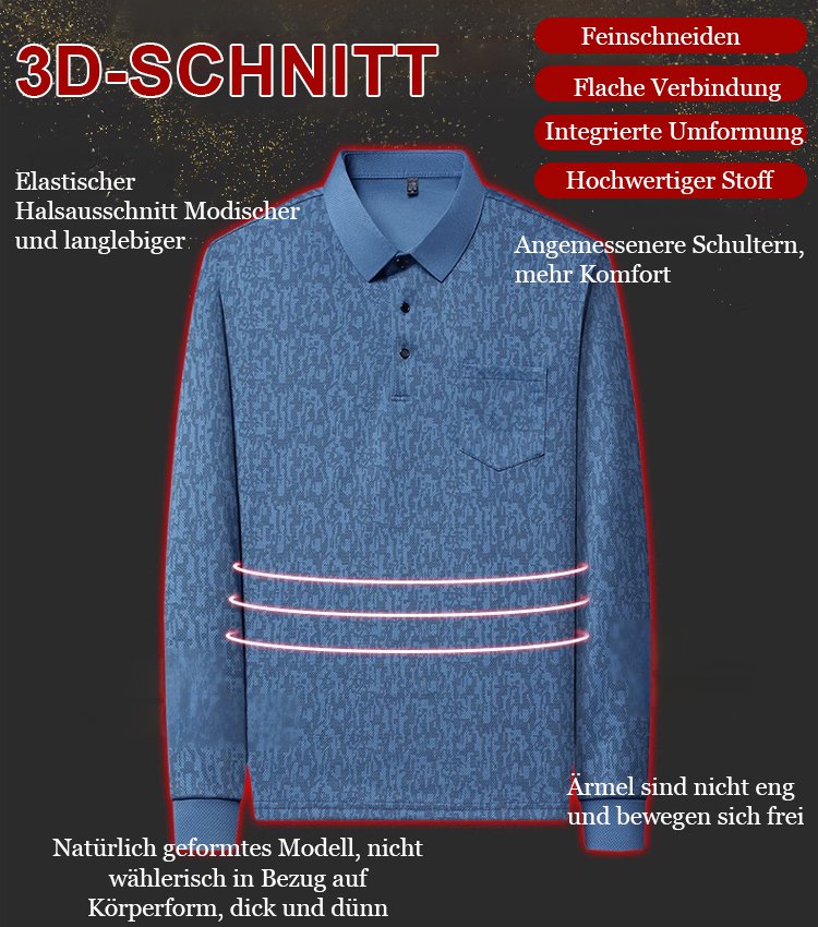 Lässige Mode Revers Langarm-Poloshirt