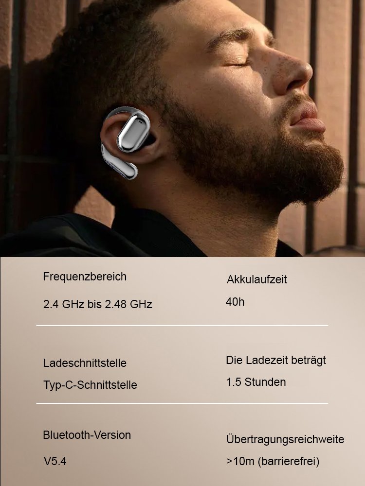 【Touchscreen-Farbdisplay】Knochenschall-Bluetooth-Kopfhörer mit Panoramaklangerlebnis