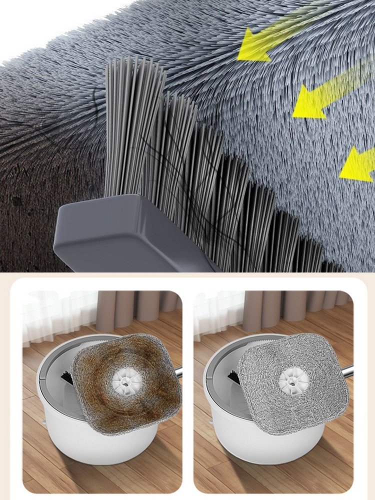 ممسحة دوارة خالية من الغسيل اليدوي مع دلو