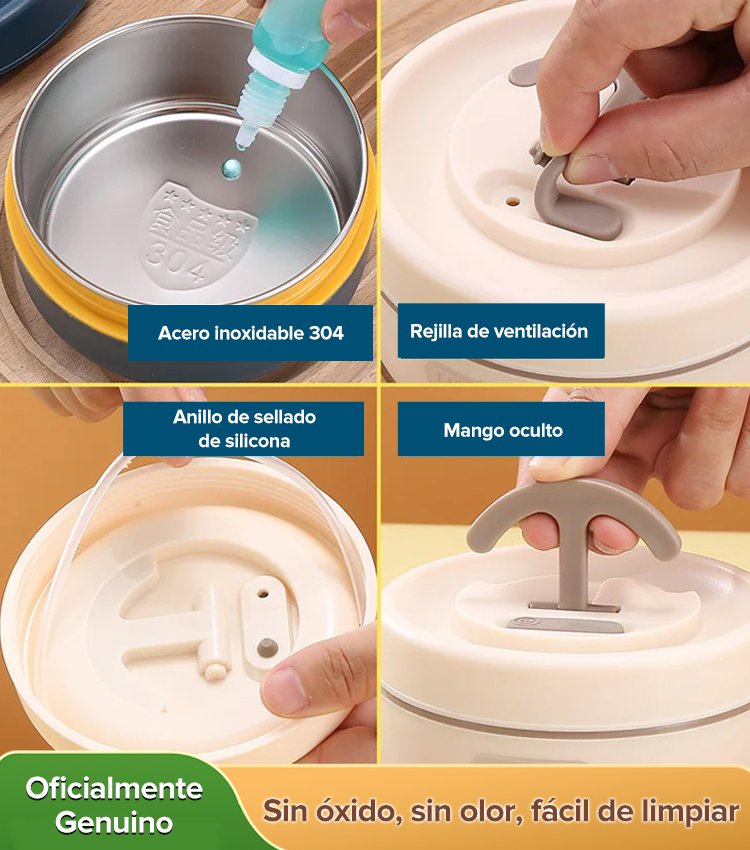 Caja de almuerzo de acero inoxidable aislada de múltiples capas 304