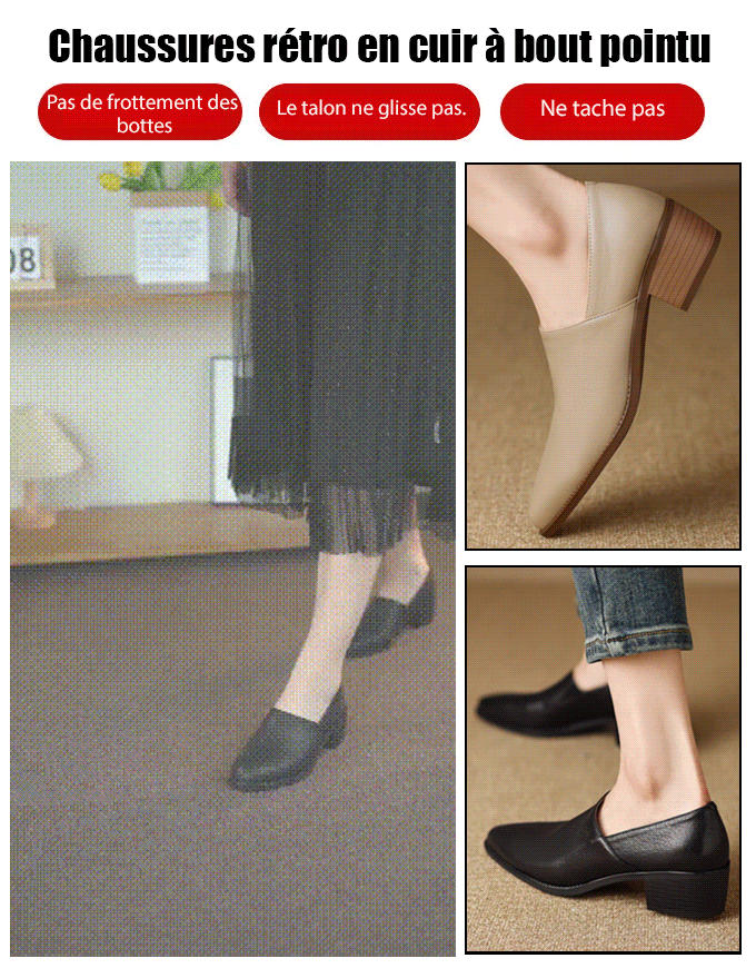 Chaussures vintage à bout pointu en peau d'agneau