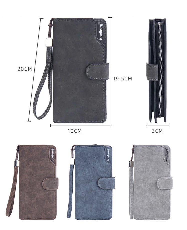Handtasche aus gebürstetem Leder für Herren mit mehreren Kartenschlitzen