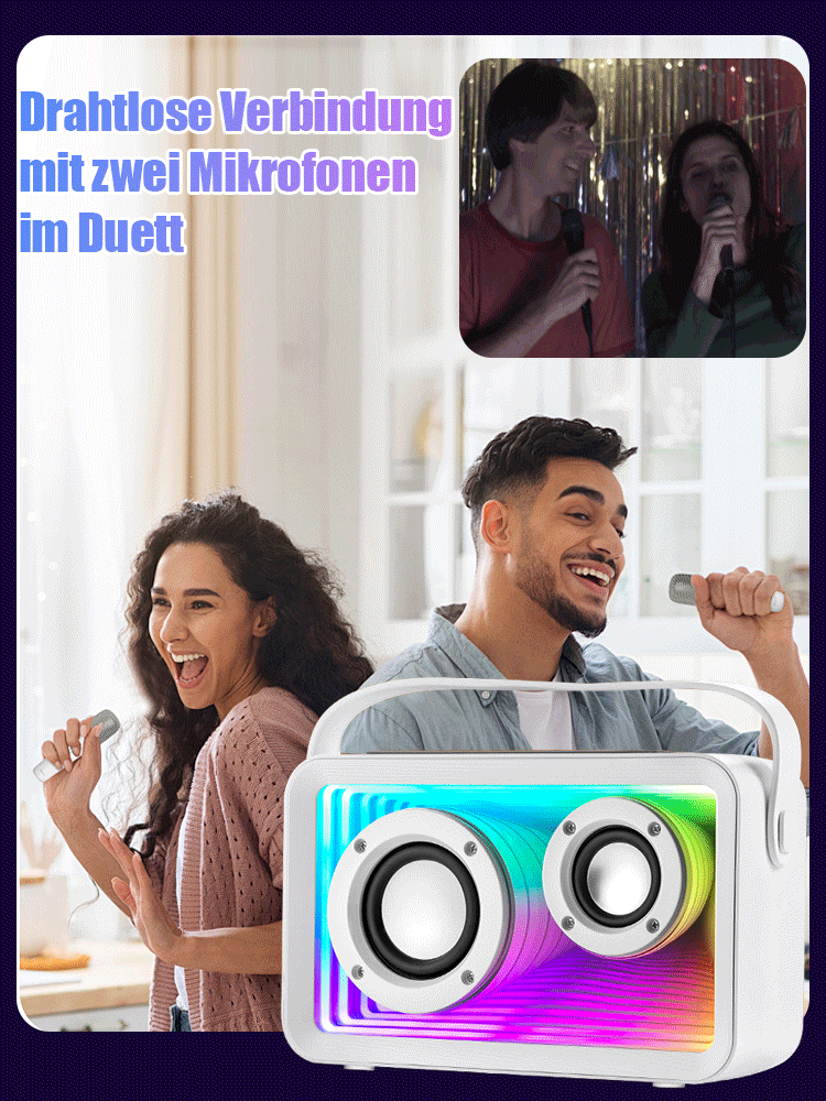 Tragbarer Outdoor-Bluetooth-Lautsprecher mit hoher Klangqualität und zwei Mikrofonen