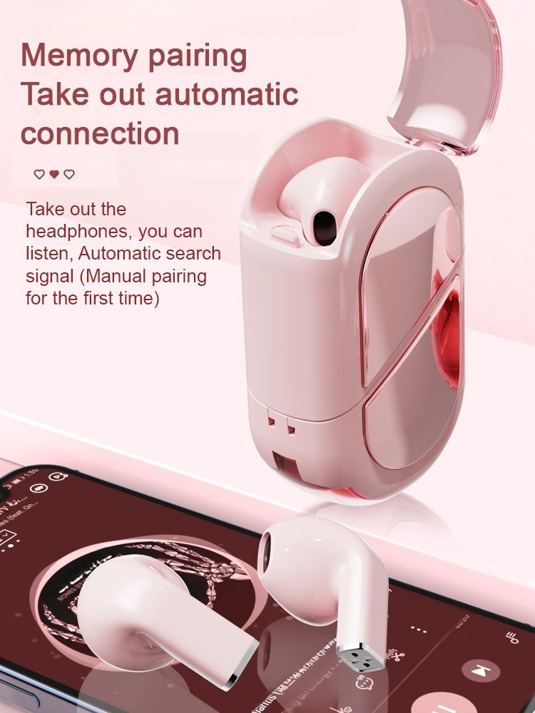 Heart-shaped binaural stereo sound range long mini headphones