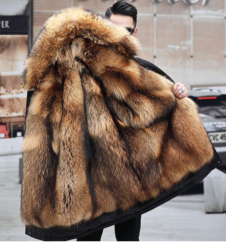 冬用防寒フォックスファーコートサイドビュー