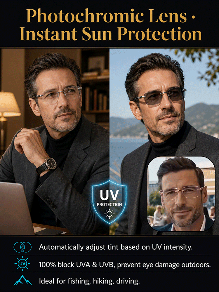 [Aerospace-grade titanium finish] Diamond-cut anti-blue light reading glasses