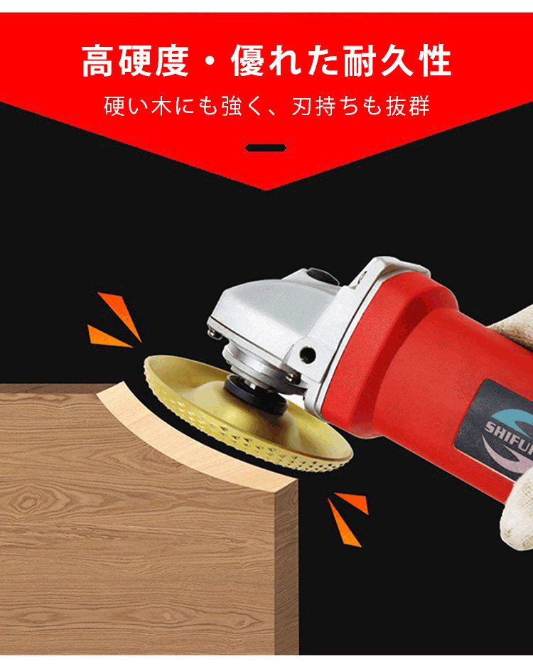 アングルグラインダーに装着された研磨ディスク