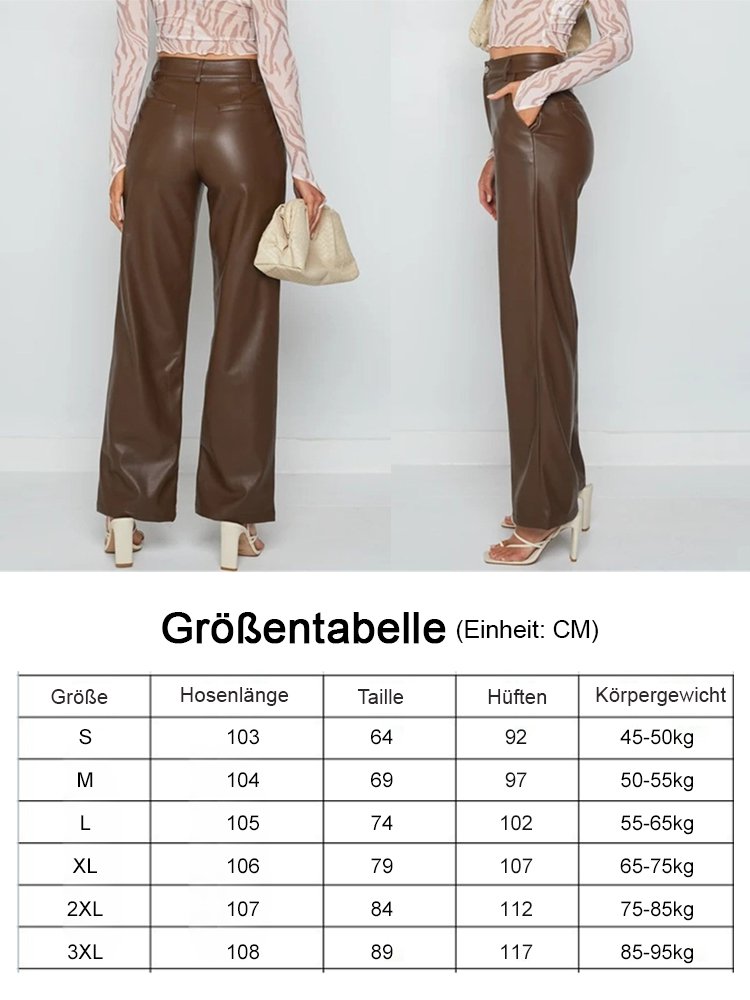 Klassische, vielseitige, schlankmachende Lederhose mit weitem Bein 