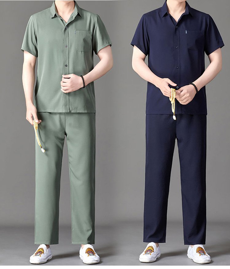 涼しい綿麻素材のセットアップ