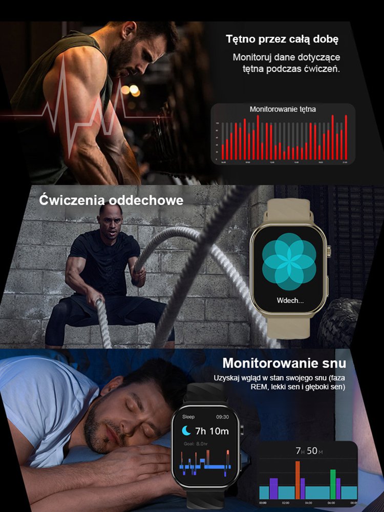 【Nieinwazyjny pomiar poziomu glukozy we krwi】Inteligentny zegarek monitorujący ciśnienie krwi, pozio