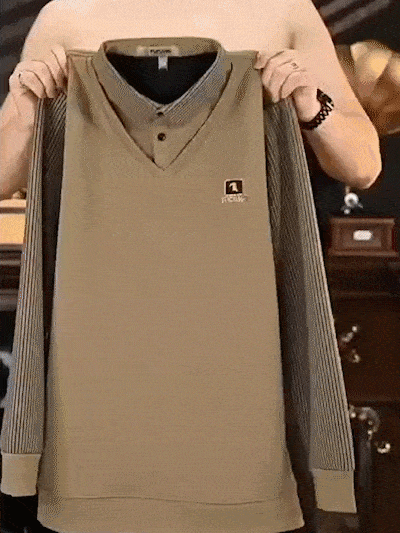 Business  fake  two-piece sports and casual padded top for men