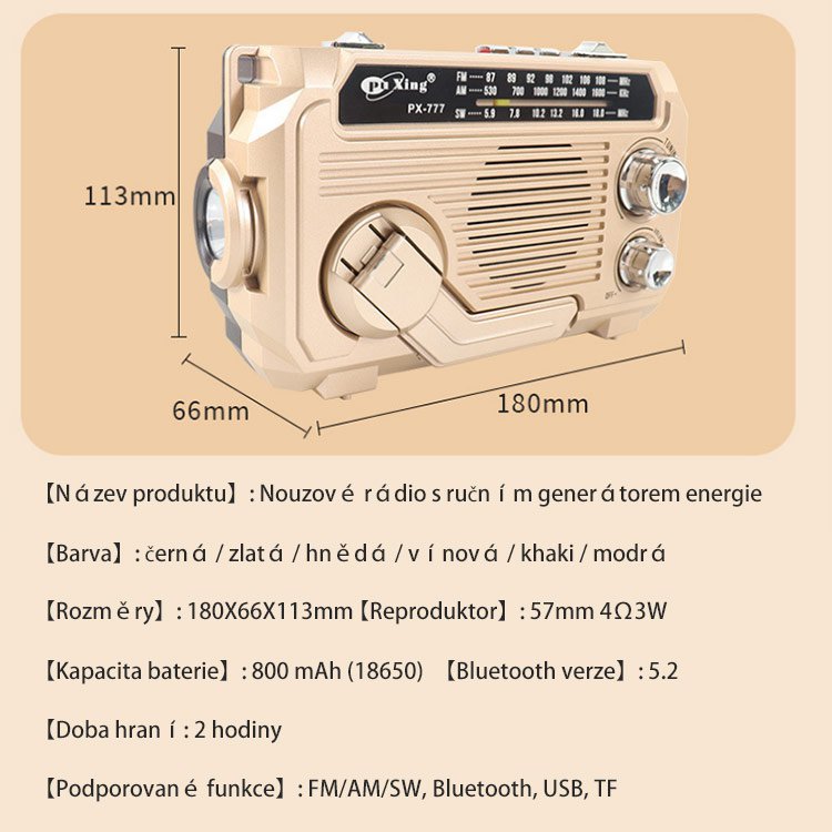 Nouzové ruční dynamo rádio
