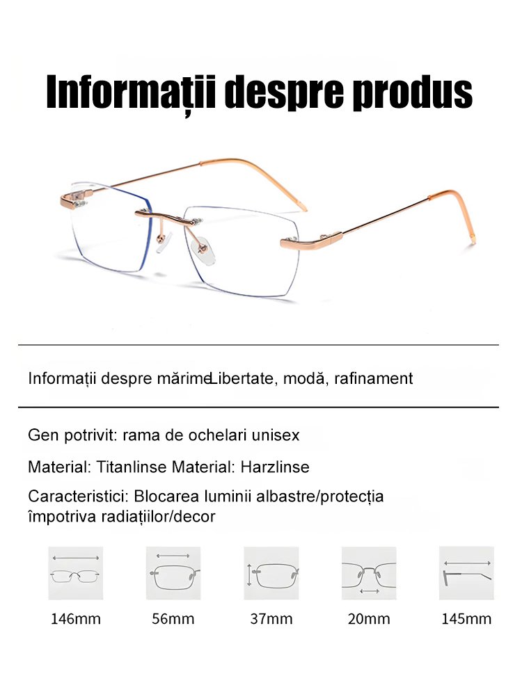 Ochelari pentru presbiopie cu zoom fără jante care schimbă culoarea 【Model pentru bărbați și femei】