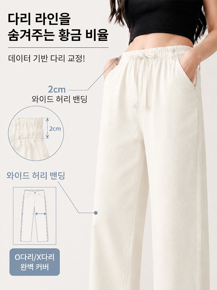 26SS 허리밴드 루즈핏 드레이프 데님팬츠