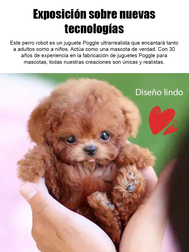 Perro robot de peluche corto.
