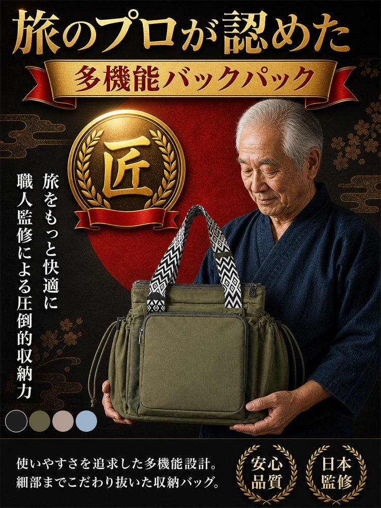 多機能旅行用収納バックパック