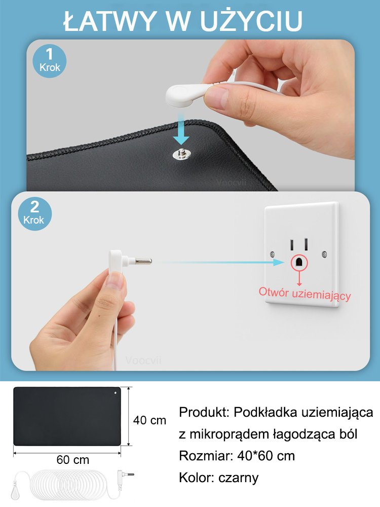 Podkładka uziemiająca z mikroprądem na ból i poprawę energii