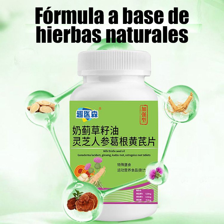Comprimidos de aceite de semilla de cardo mariano, ganoderma, ginseng, pueraria y astrágalo