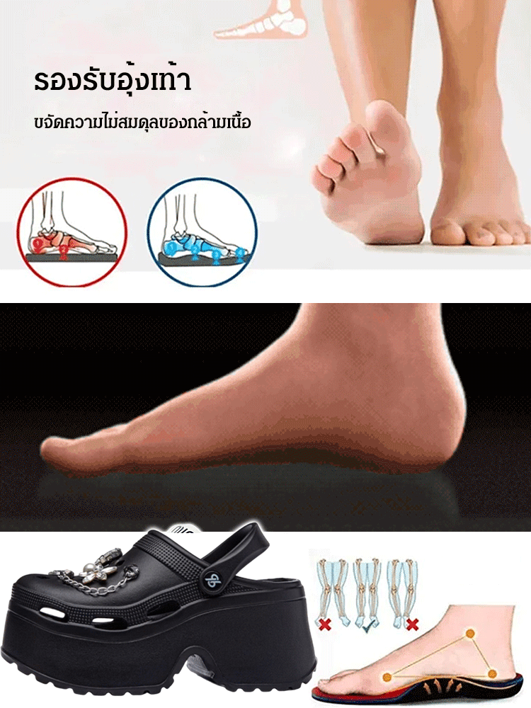 รองเท้าแตะพื้นหนาเพิ่มความสูงแฟชั่น