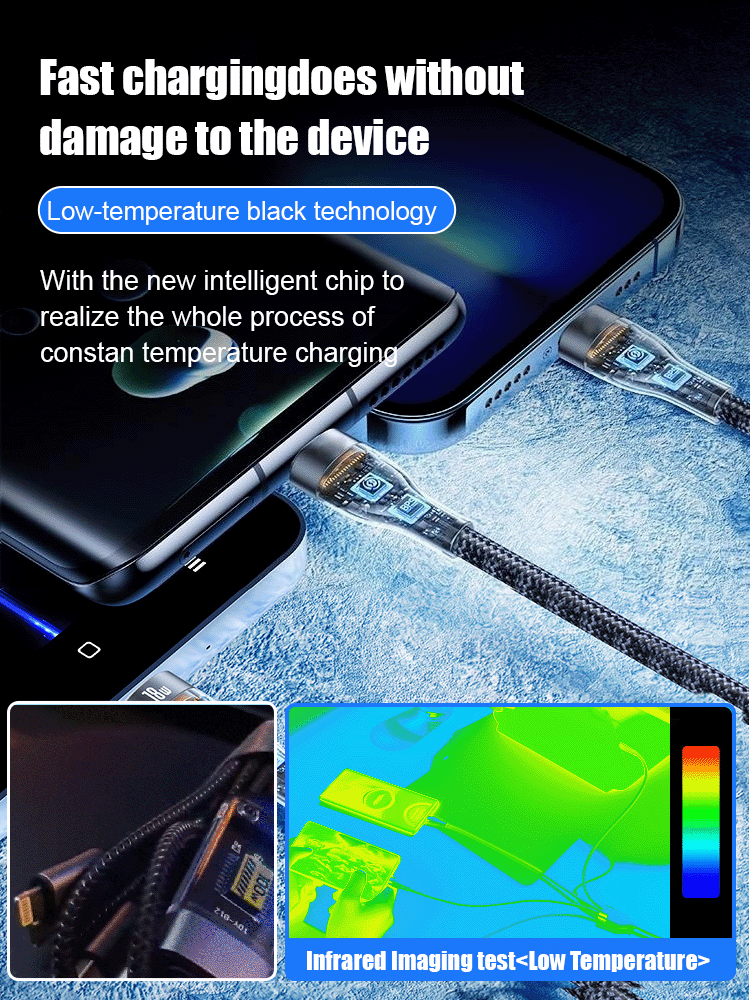 Transparent Luminous Super Fast Charging 3-in-1 Data Cable