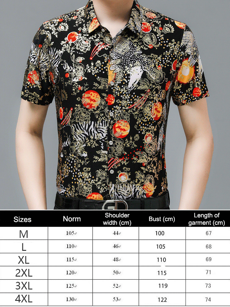Hot stamping pattern ice silk men's short-sleeved shirt