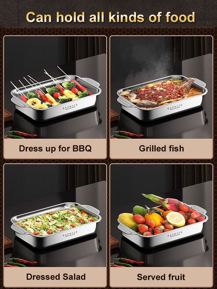 【German Quality】Thickened and deepened multi-purpose fish baking dish with lid