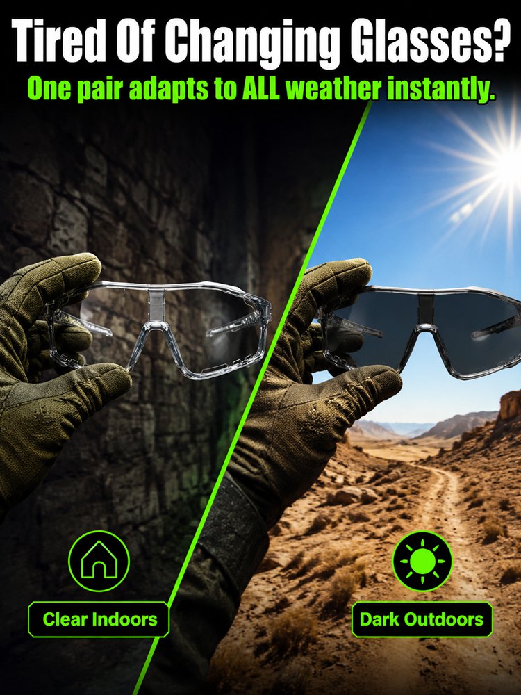 Military-grade intelligent photochromic multi-purpose goggles