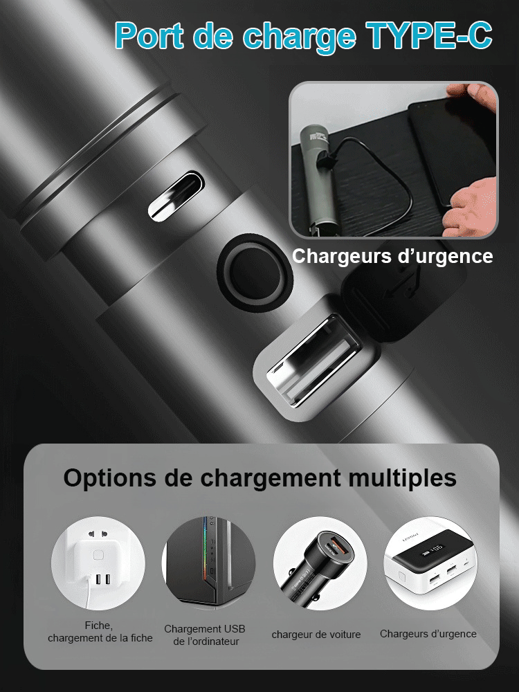 Lampe de poche laser blanche télescopique à longue portée