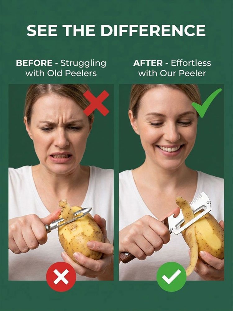 Multifunctional Peeler for Onion Strips, Stainless Steel Peeler, Scallion Scraper, Kitchen Fruit Pee