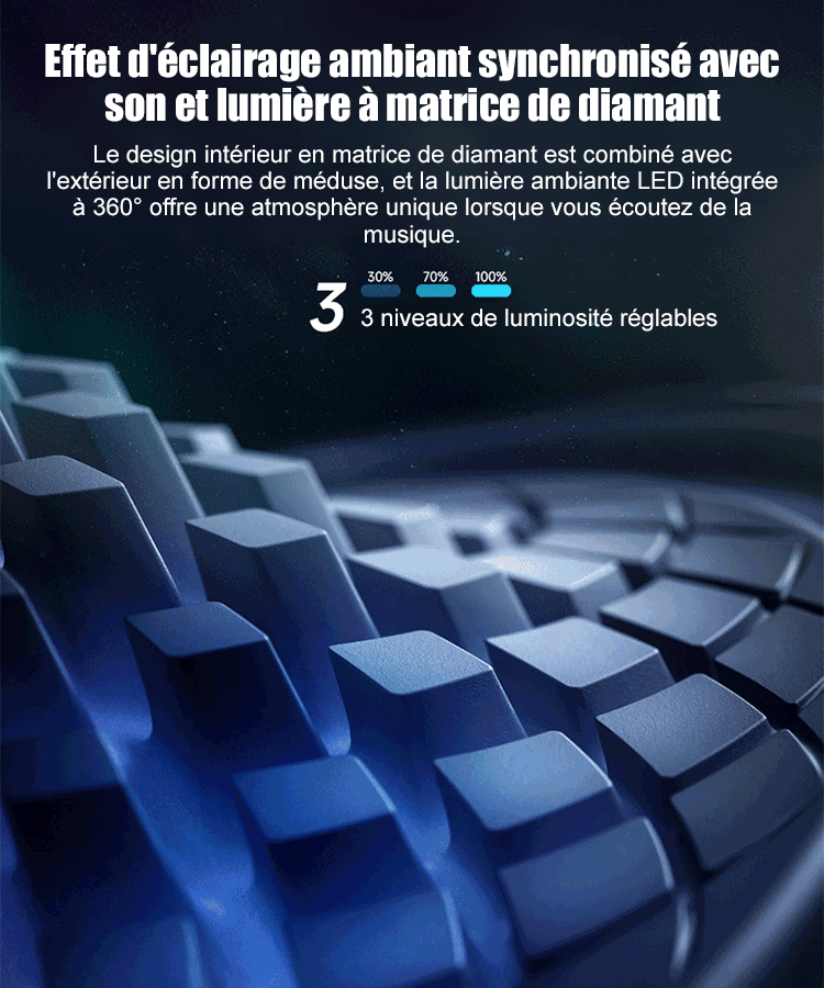 Nouvelle enceinte Bluetooth avec éclairage coloré en verre émaillé.