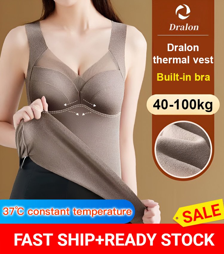 Thermal vest undershirt with built-in bra