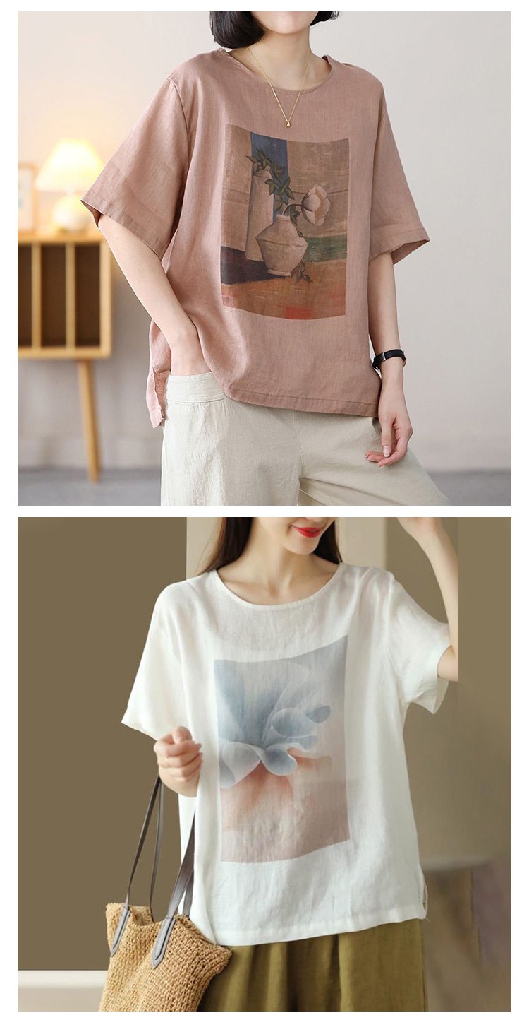 柔らかい素材感のレトロプリントTシャツ